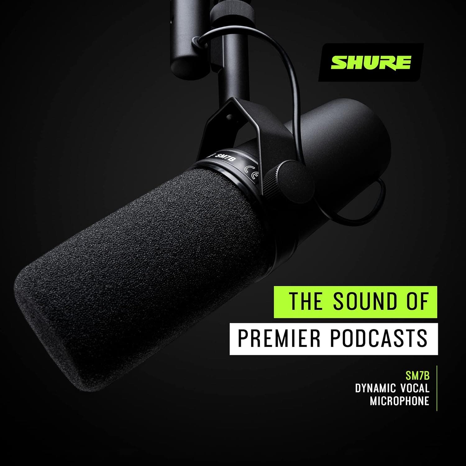 Shure SM7B Vocal Dynamic Microphone Broadcast, Podcast & Recording, XLR Studio Mic Music & Speech, Detachable Windscreen - Black - 8