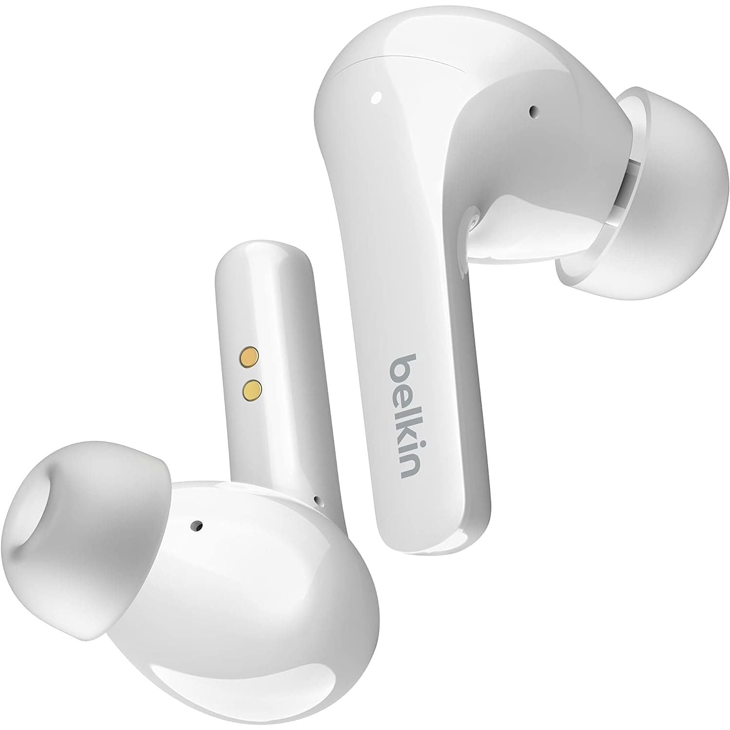 Belkin SOUNDFORM Flow True Wireless Earbuds with Active Noise Cancellation, Bluetooth Earphones with Wireless Charging, IPX5 Sweat and Water Resistant, 31H Play Time, for iPhone, Galaxy, Pixel - White - 1