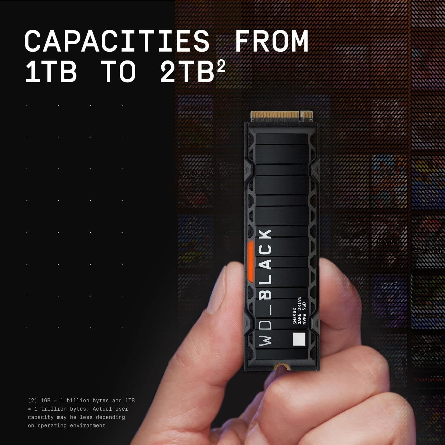 WD_BLACK SN850X 2TB, M.2 2280, NVMe SSD, Gaming Drive, Gen 4 PCIe, Read speeds up to 7300 MB/s - compatible with PlayStation 5 and computer - 4