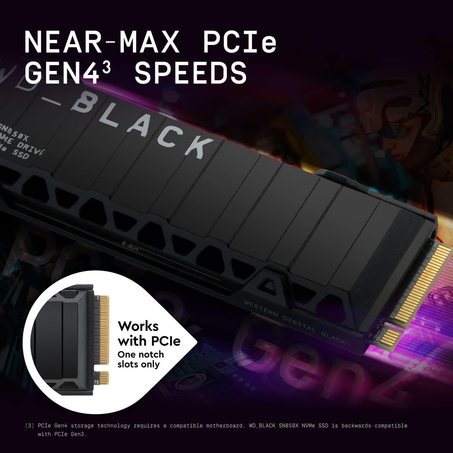 WD_BLACK SN850X 2TB, M.2 2280, NVMe SSD, Gaming Drive, Gen 4 PCIe, Read speeds up to 7300 MB/s - compatible with PlayStation 5 and computer - 7
