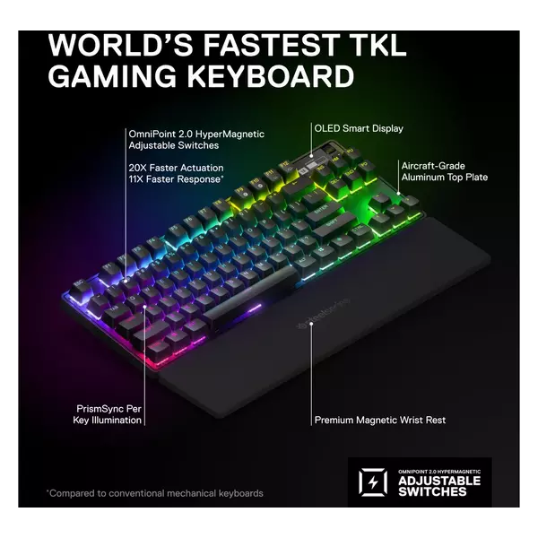 STEELSERIES Apex Pro TKL 2023 Wireless Mechanical Gaming Keyboard - Black - 7