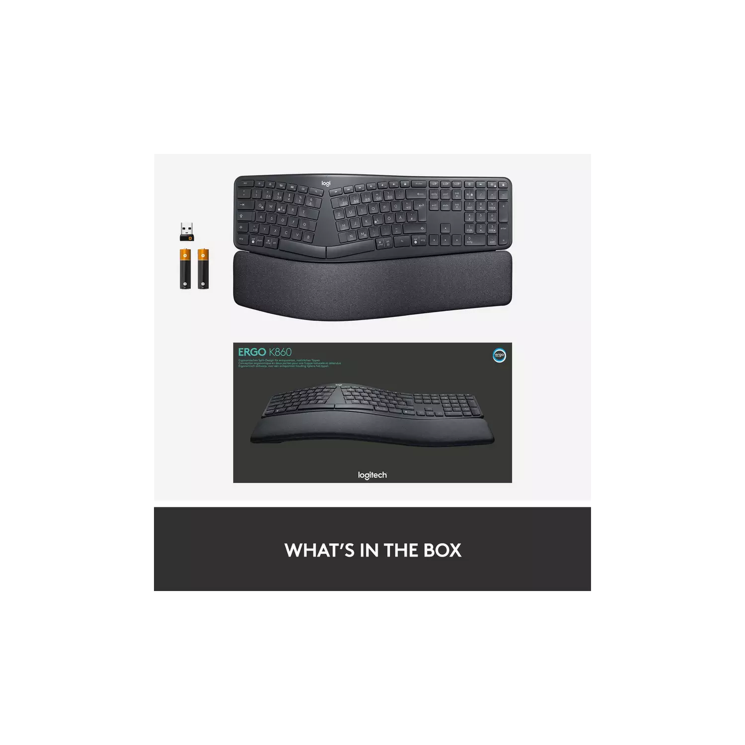Logitech ERGO K860 Wireless Ergonomic Keyboard - Grey - 4