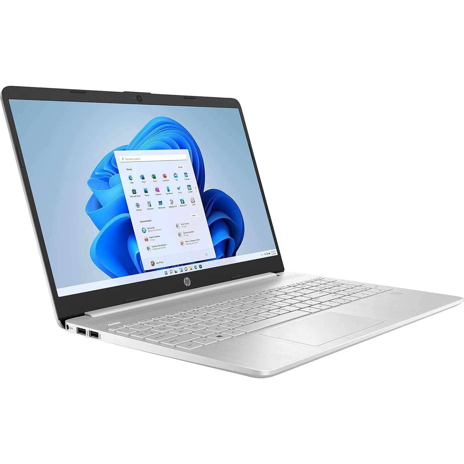 HP Laptop PC 15s-fq0028na - Intel Pentium Silver N5030 Processor - 4GB RAM - 128GB SSD - 15.6 inch HD display - Windows 11 Home - Natural Silver - 4