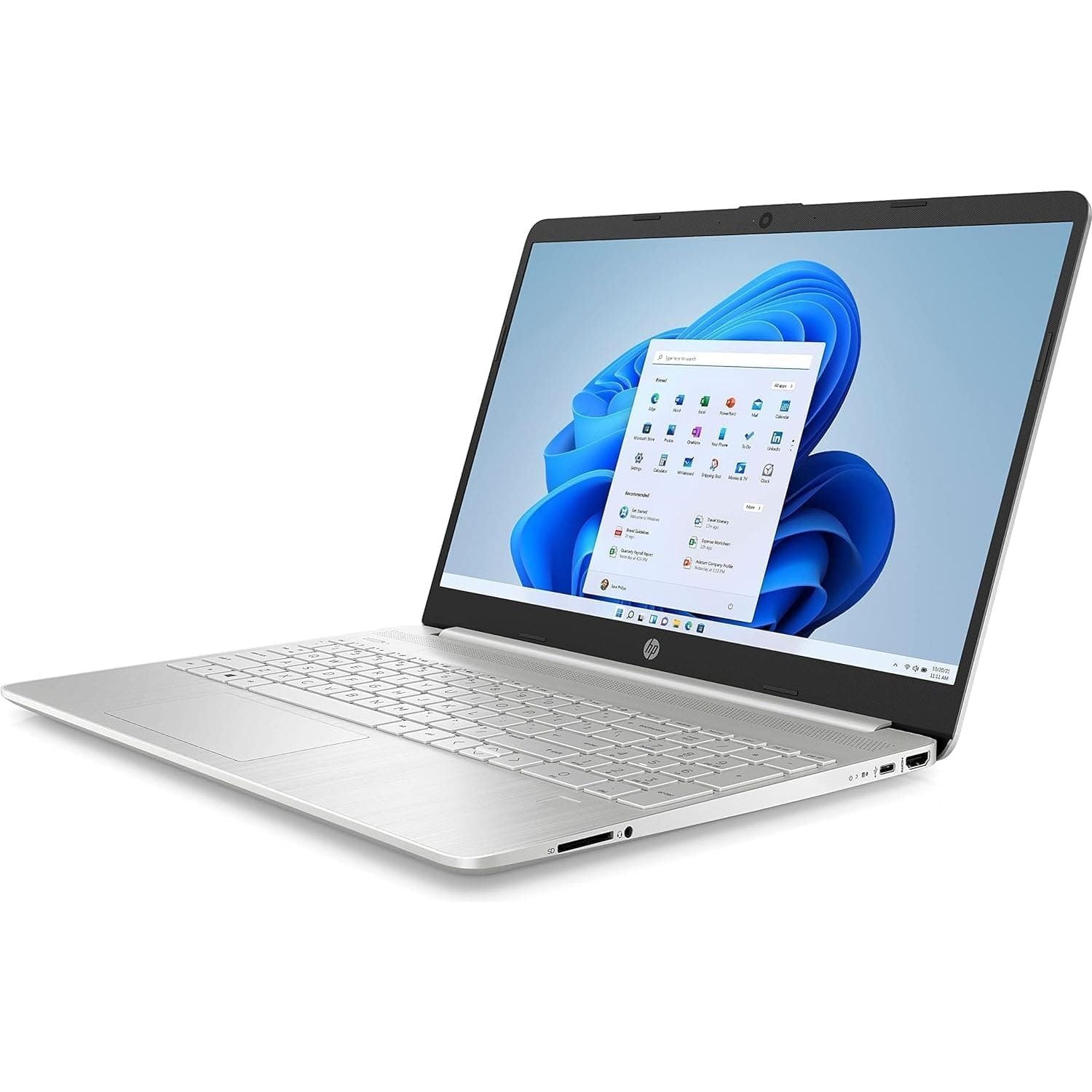 HP Laptop PC 15s-fq0028na - Intel Pentium Silver N5030 Processor - 4GB RAM - 128GB SSD - 15.6 inch HD display - Windows 11 Home - Natural Silver - 5