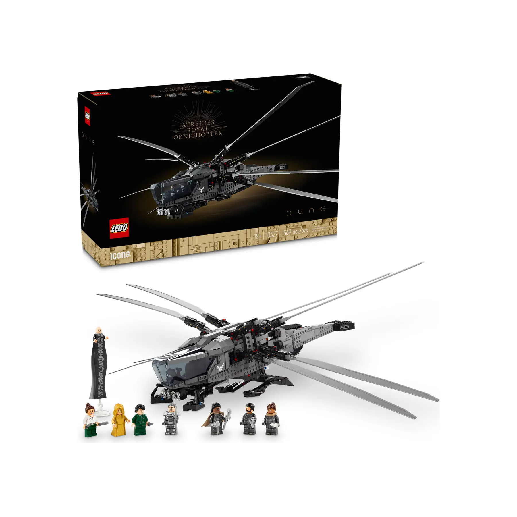LEGO 10327 Icons Dune Atreides Royal Ornithopter, Model Kit for Adults to Build, Movie-Themed Aviation Gifts for Men, Women, Him, Her, Vehicle Set with 8 Minifigures Inc. Chani & Baron Harkonnen - 3