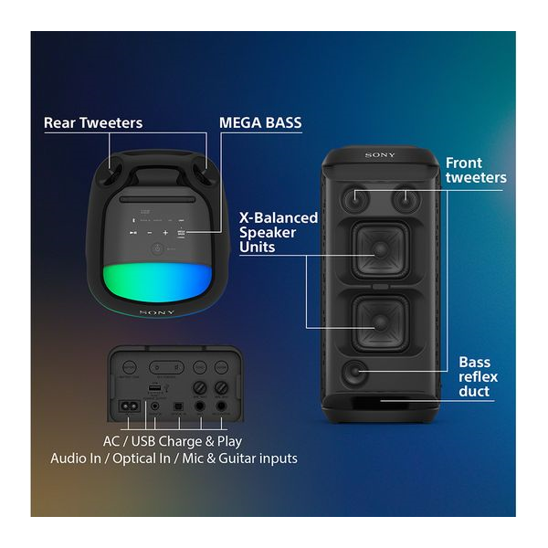 SONY XV800 Bluetooth Megasound Party Speaker - Black - 3