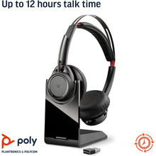 Plantronics - Voyager Focus UC with Charge Stand (Poly) - Bluetooth Dual-Ear (Stereo) Headset with Boom Mic - USB-A PC/Mac Compatible - Active Noise Canceling-Works with Teams (Certified), Zoom & more - 6