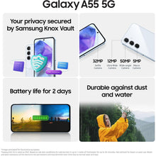 Samsung Galaxy A55 5G, 128GB Storage, 8GB RAM, Dual SIM, Awesome Navy, Unlocked - 6