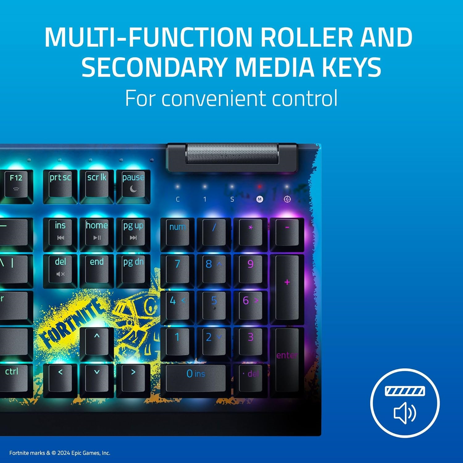 RAZER BlackWidow V4 X Mechanical Gaming Keyboard - Fortnite Edition - Linear (Yellow Switches) US Layout - 4