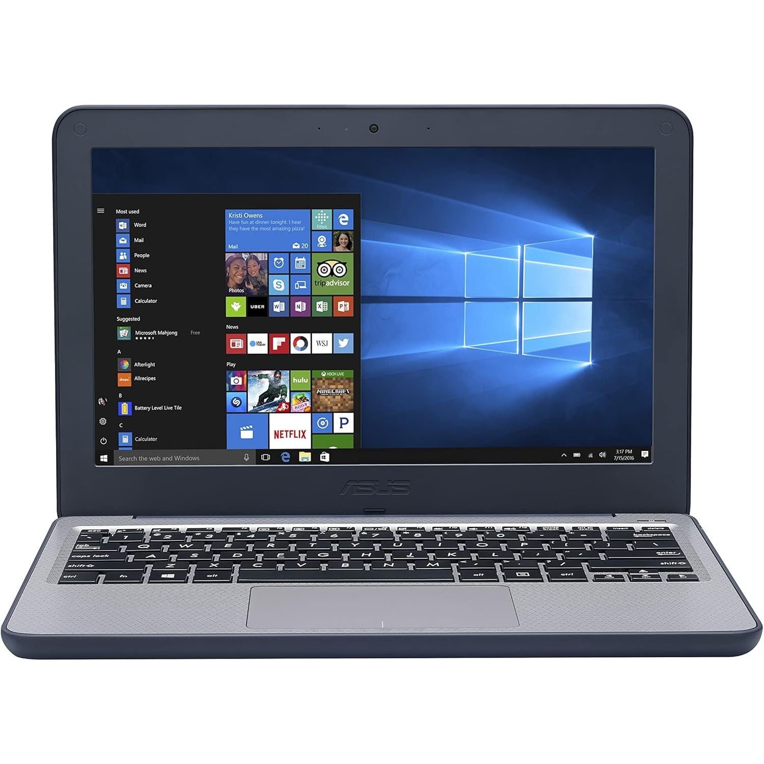 ASUS Laptop W202 11.6" HD Laptop Intel Celeron N3350, 4GB RAM, 64GB eMMC, Windows 10 Professional - 1