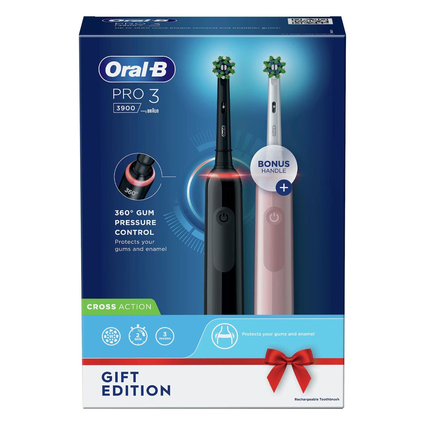 Oral-B Pro 3 3900 Black and Pink Electric Toothbrush Set - Gift Edition - 1