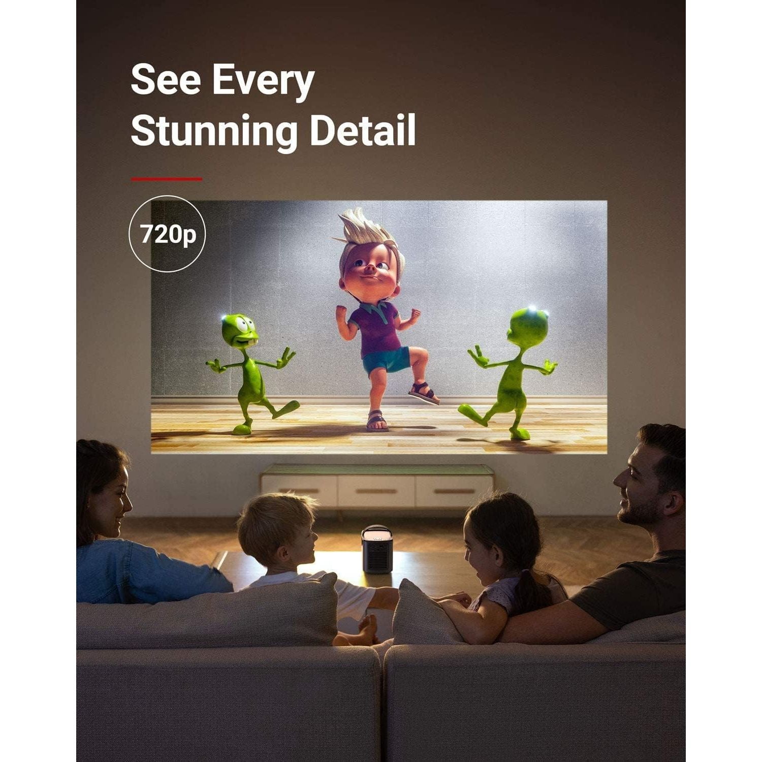 NEBULA by Anker Mars II Pro - Mini Portable Projector, 500 ANSI Lumen, Black, 720p Image Quality, 40-100 Inch Display, Ideal for Home Entertainment and Movies - 6