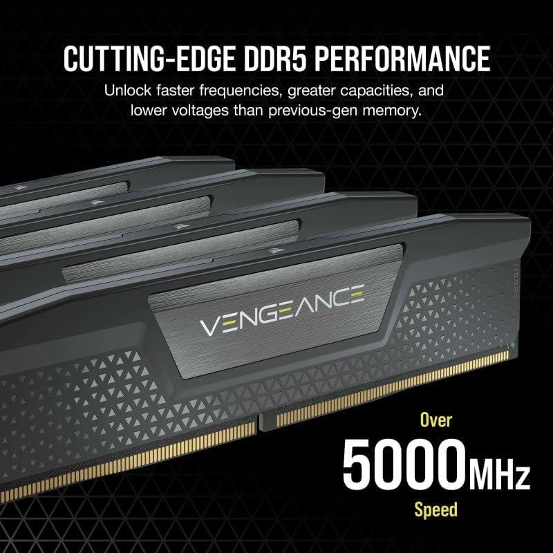 Corsair VENGEANCE DDR5 RAM 16GB (2x8GB) 5200MHz CL40 Intel XMP iCUE Compatible Computer Memory - Black (CMK16GX5M2B5200C40) - 3