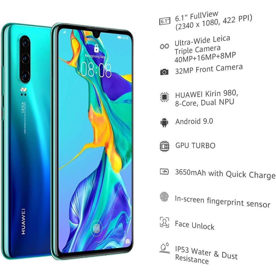 Buy Huawei,Huawei P30 4G - 6GB RAM, Dual SIM, 128GB Storage, Aurora Blue, Unlocked - Gadcet UK | UK | London | Scotland | Wales| Near Me | Cheap | Pay In 3 | Unlocked Mobile Phone
