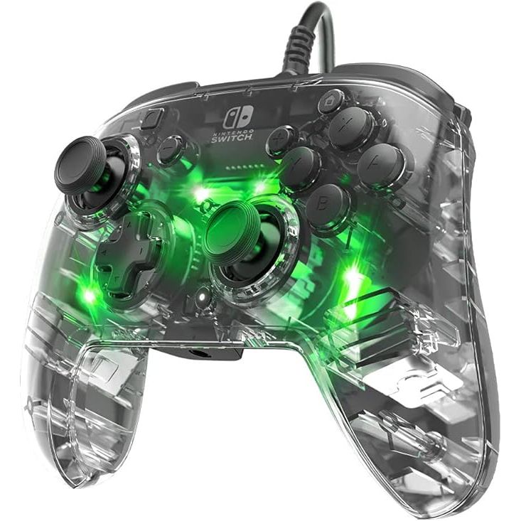 PDP Afterglow Deluxe+ LED Wired Gaming Controller - Licensed by Nintendo for Switch and OLED - RGB Hue Color Lights - See through Gamepad Controller - 3.5 mm Jack - Dual Vibration - Paddle Buttons - 4