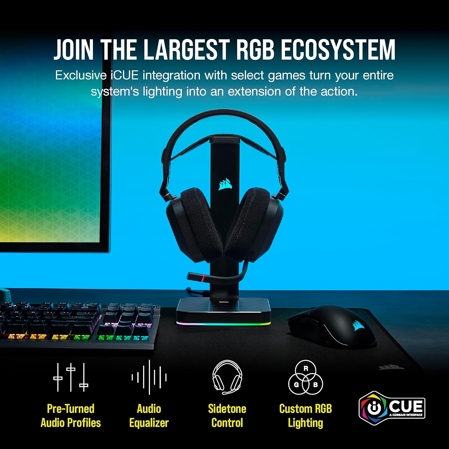 CORSAIR HS80 RGB Wireless Gaming Headset - Black - 4