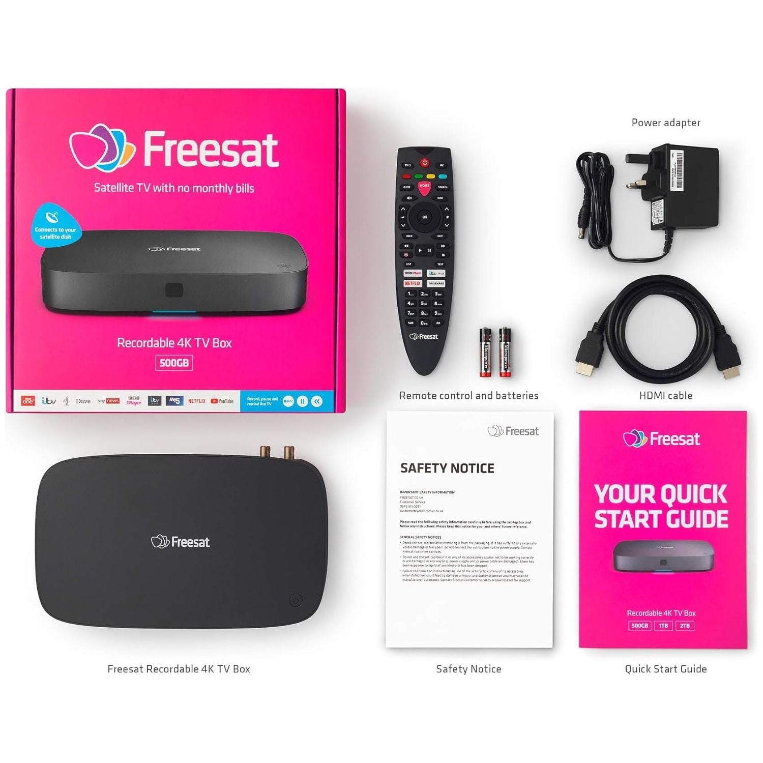 FREESAT UHD-4X Smart 4K Ultra HD Digital TV Recorder - 500 GB - 4