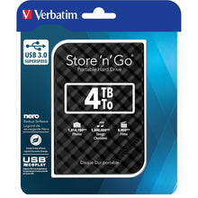 Verbatim 53223 4TB Store 'n' Go USB 3.0 Portable Hard Drive - Black - 6