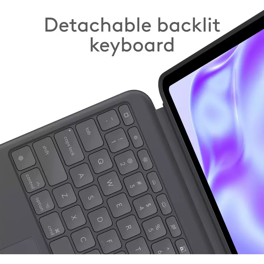 Logitech Combo Touch iPad Pro 12.9 Inch Tablet Case - Grey - 3