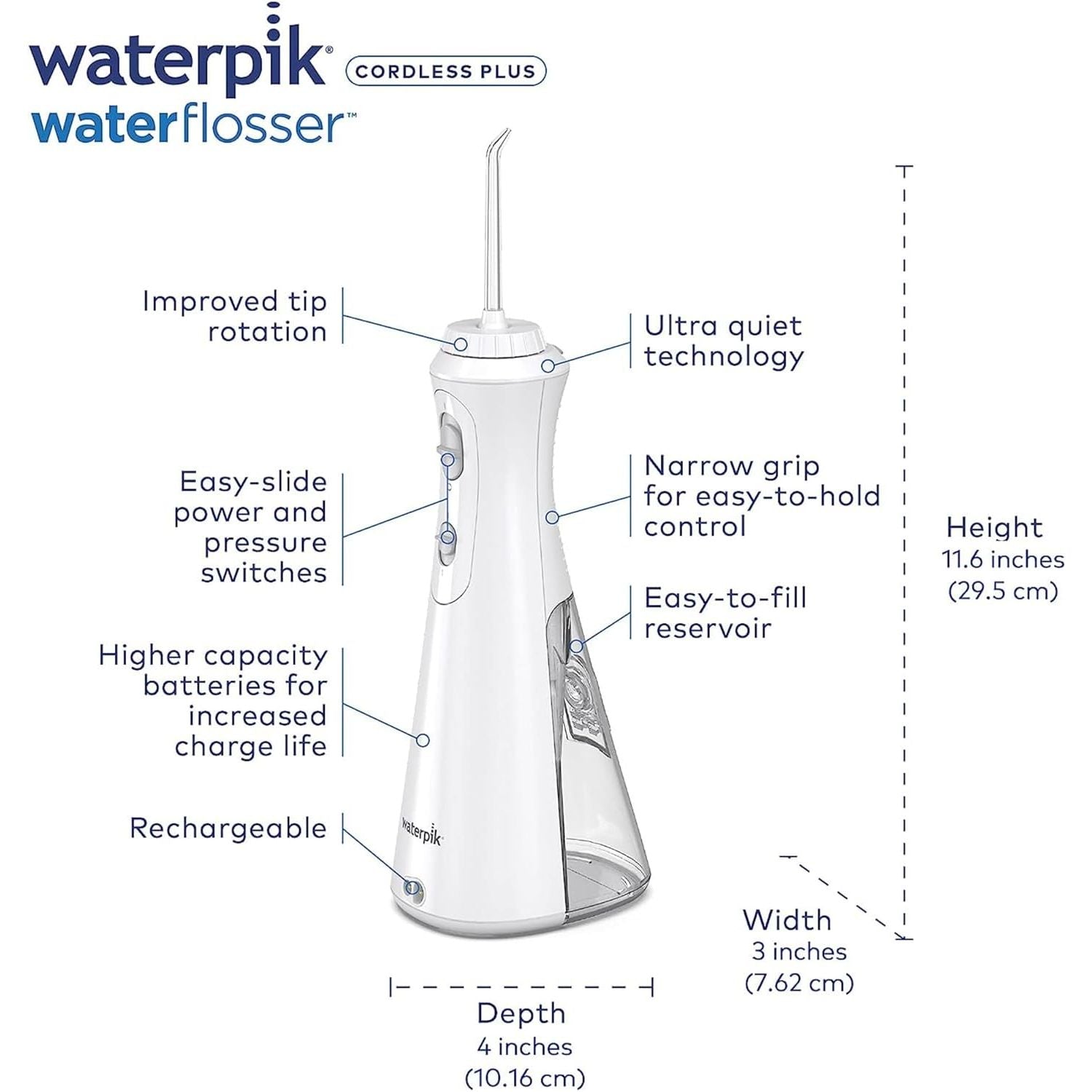 Waterpik Cordless Plus Flosser WP-450UK - White - 11