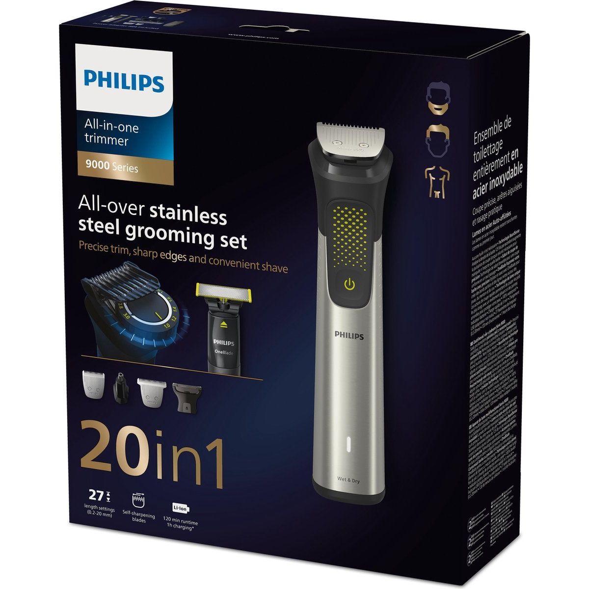 Philips Series 9000, 20-in-1 Ultimate Multi Grooming Trimmer for Face, Head, and Body MG9555/15 - 2
