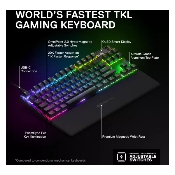 STEELSERIES Apex Pro TKL 2023 Mechanical Gaming Keyboard - Black - 3