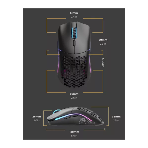 GLORIOUS Model O RGB Wireless Optical Gaming Mouse - Matte Black - 10