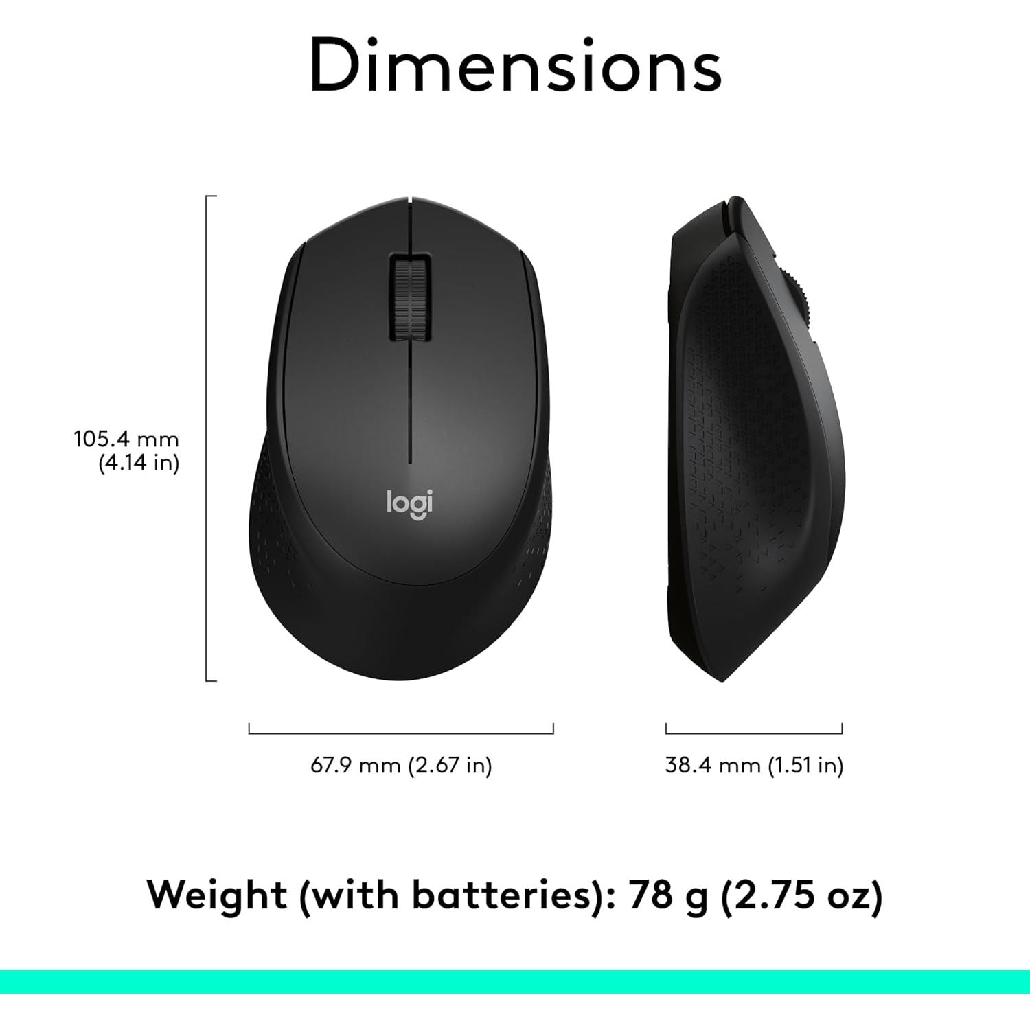 Logitech M330 SILENT PLUS Wireless Mouse, 2.4GHz with USB Nano Receiver, 1000 DPI Optical Tracking, 2-year Battery Life, Compatible with PC, Mac, Laptop, Chromebook - Black - 2