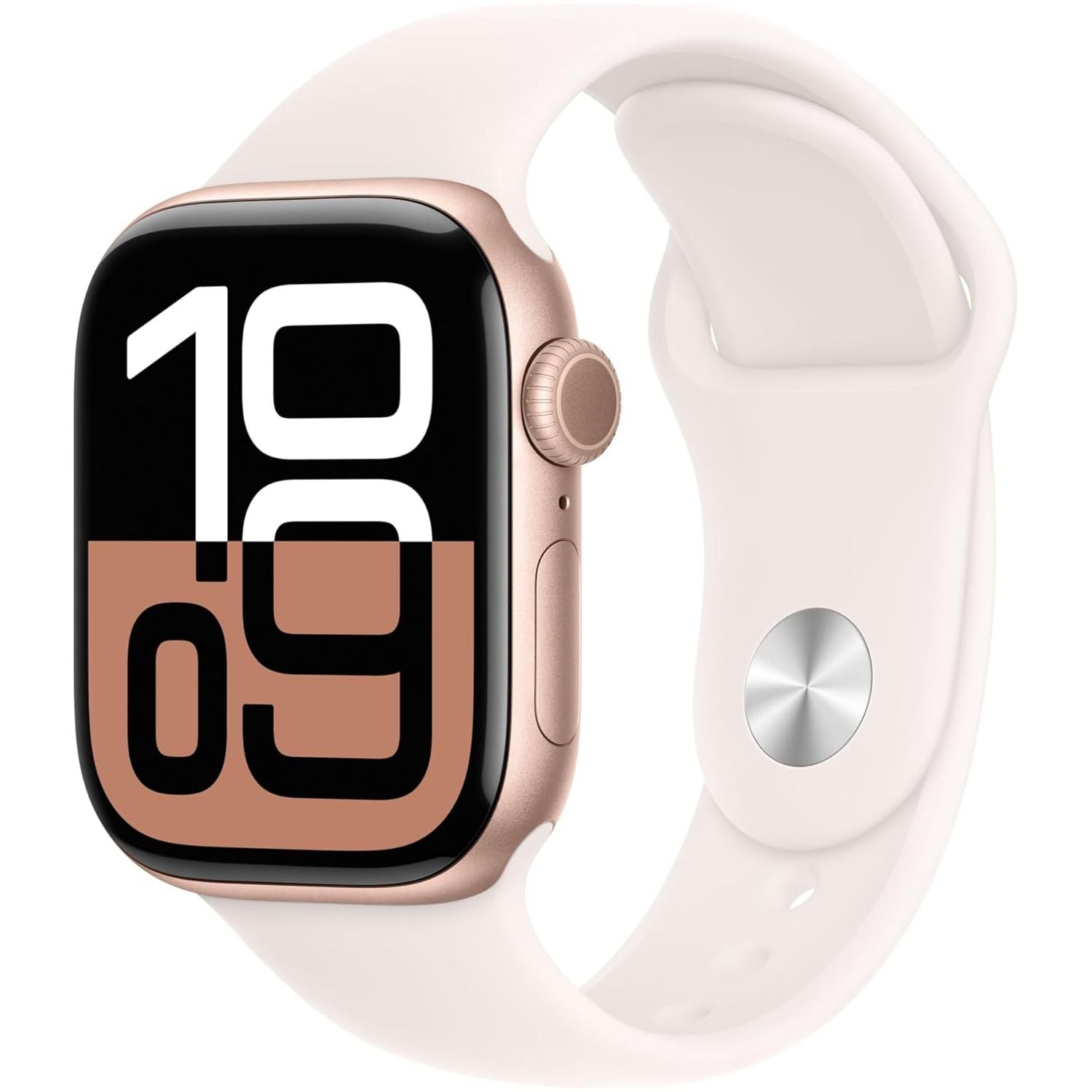 Apple Watch Series 10 GPS 42 mm Smartwatch with Rose Gold Aluminium Case with Light Blush Sport Band - S/M. Fitness Tracker, ECG App, Always-On Retina Display, Water Resistant - 1
