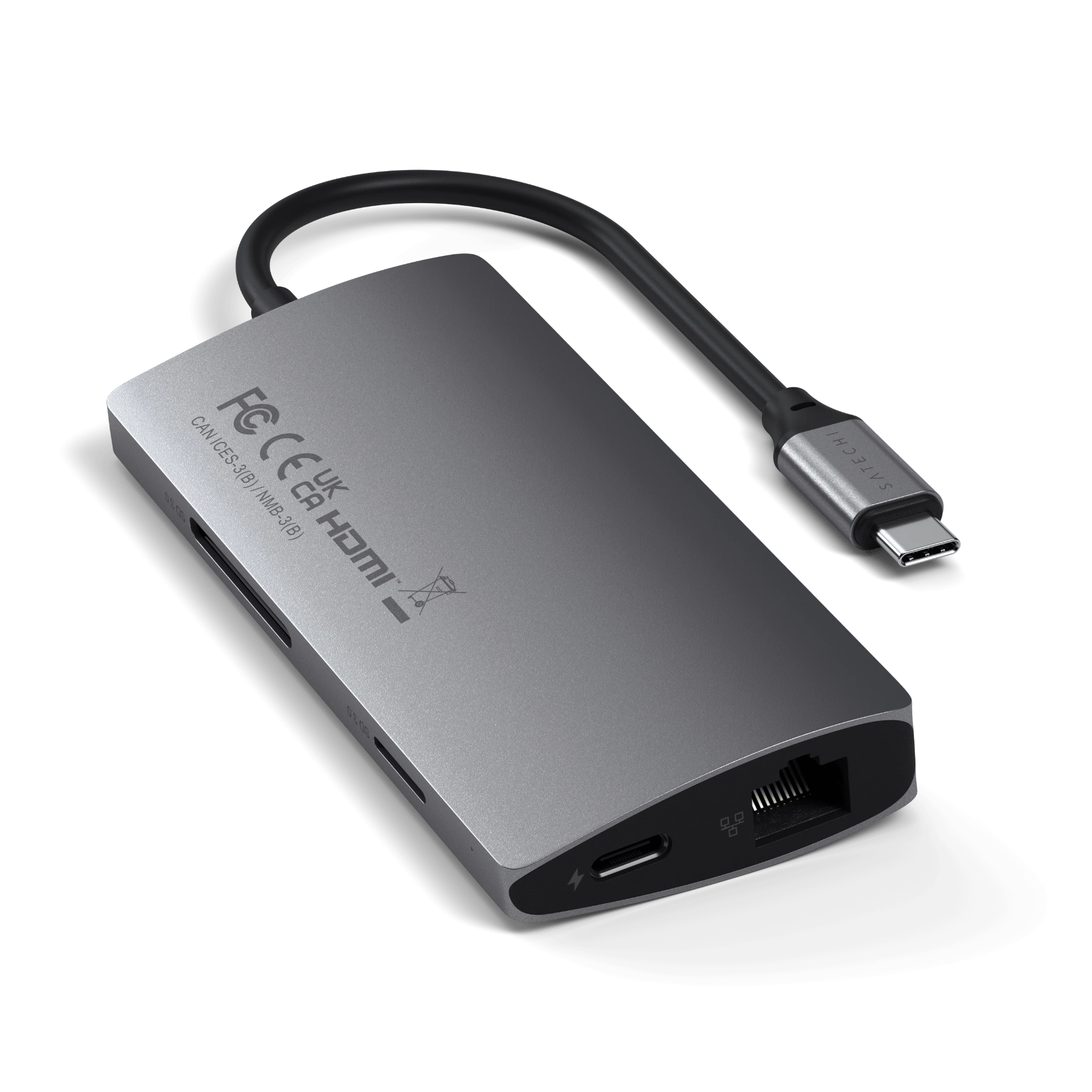 SATECHI Multiport Adapter 4K V2 6-port USB-C Connection Hub - Space Grey - 3