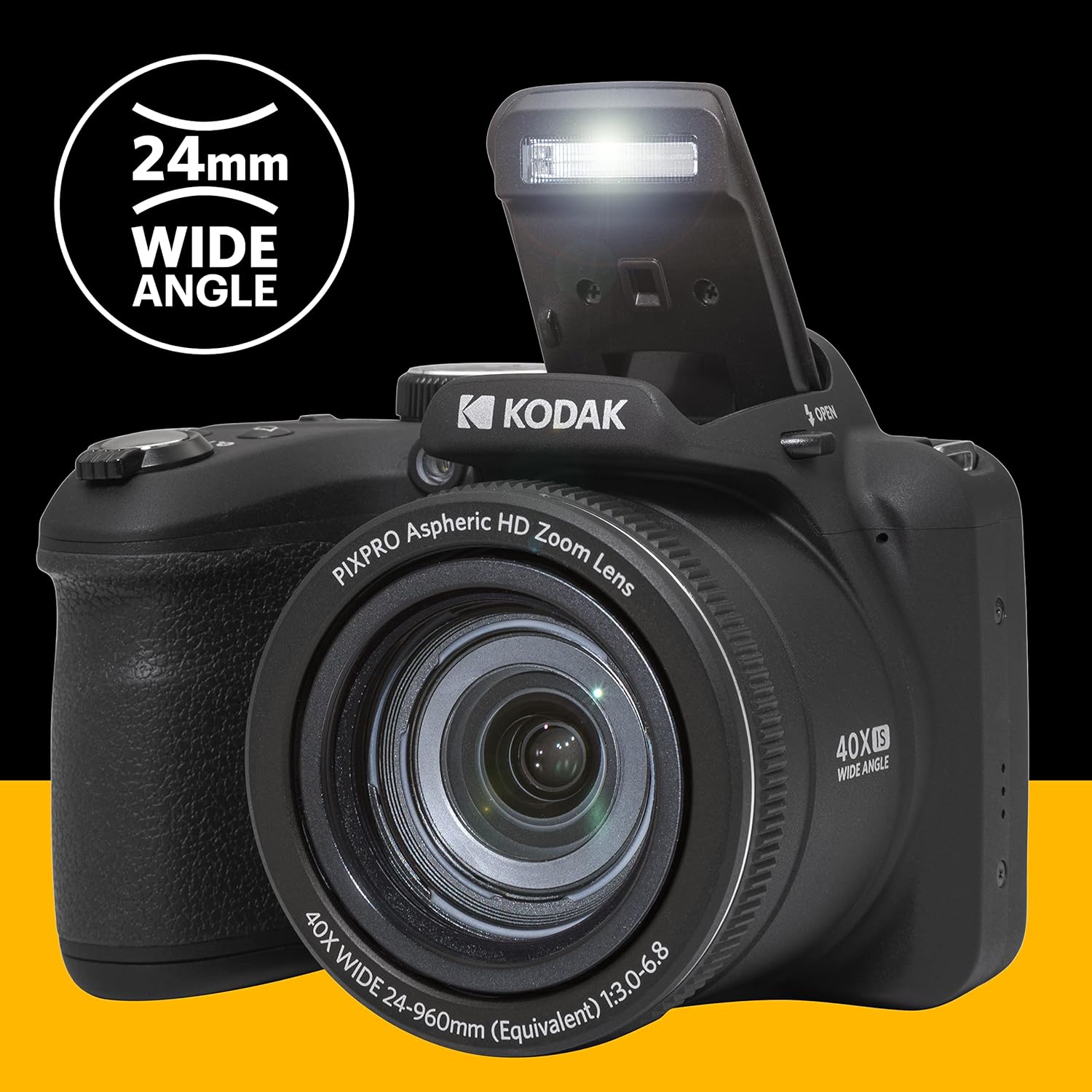 KODAK Pixpro Astro Zoom AZ405 - Digital Bridge Camera, 42x Zoom, 24 mm Wide-angle Lens, 20 Megapixels, 3" LCD Display, 1080p Full HD Video, OIS, AA Battery - Black - 6