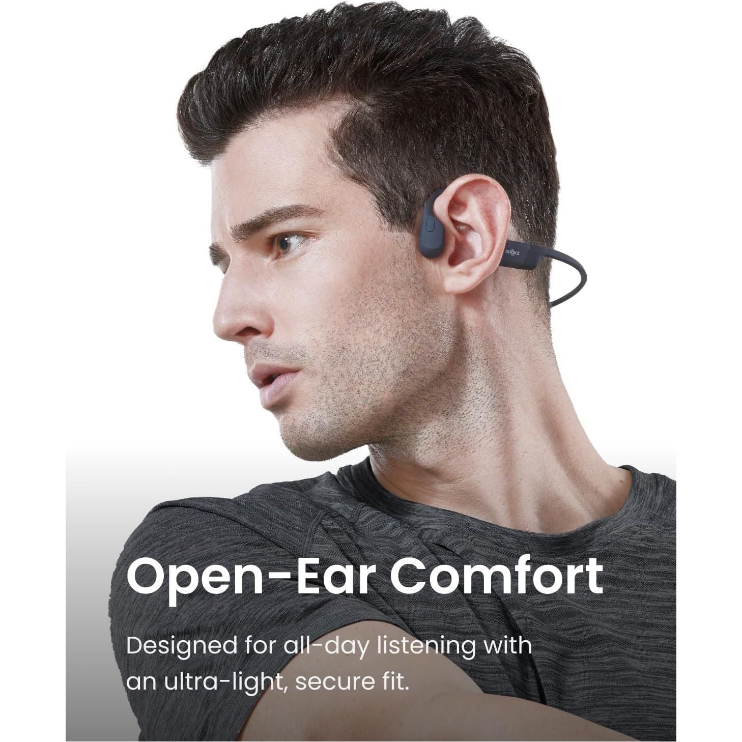 SHOKZ OpenRun Bone Conduction Headphones, Open-Ear Bluetooth Sports Earphones with Mic, IP67 Waterproof Wireless Headset for Running and Workout, 8H Playtime, USB-C - Black, Sport headband - 6