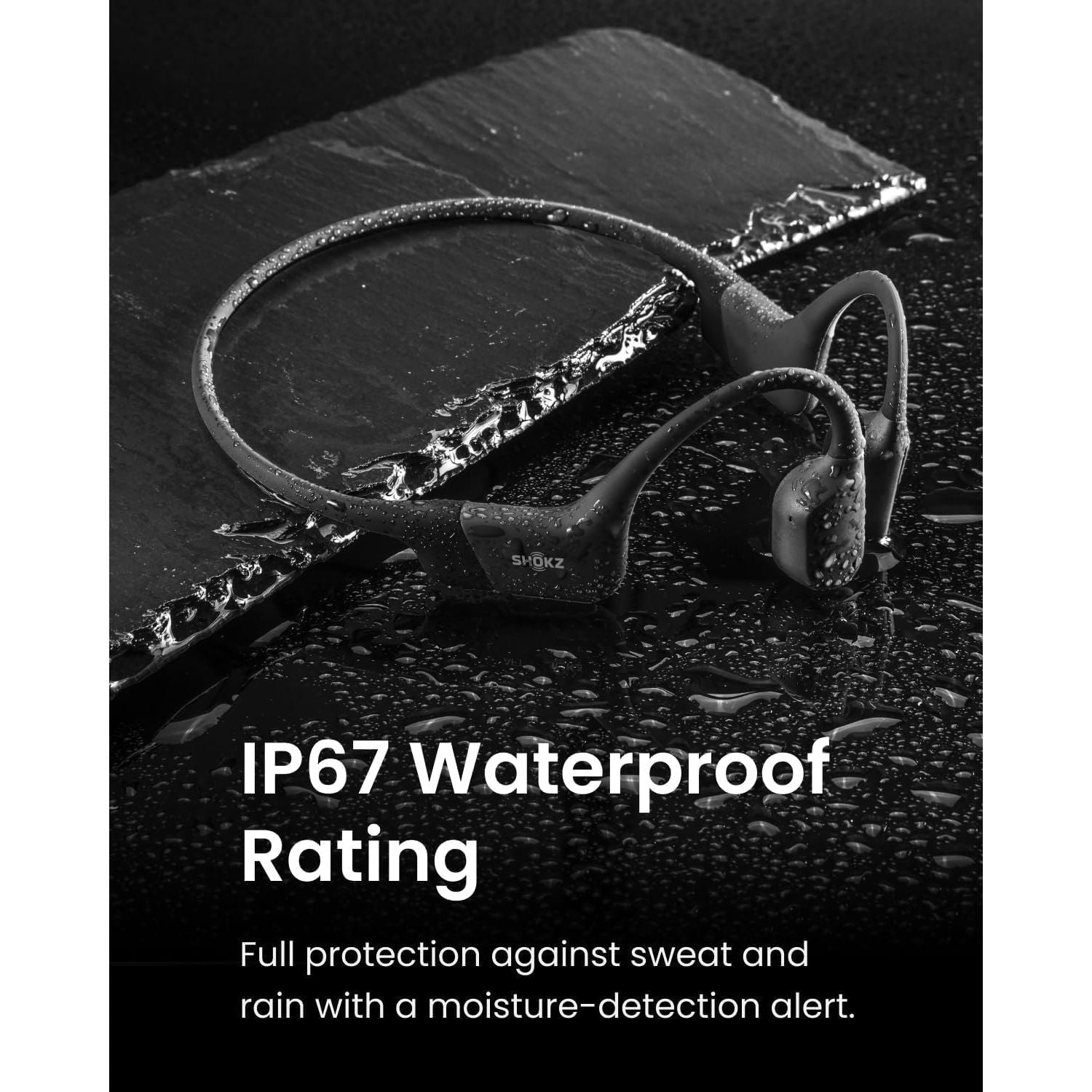 SHOKZ OpenRun Bone Conduction Headphones, Open-Ear Bluetooth Sports Earphones with Mic, IP67 Waterproof Wireless Headset for Running and Workout, 8H Playtime, USB-C - Black, Sport headband - 3