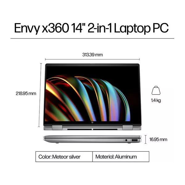 HP ENVY x360 14-fc0501na 14" 2 in 1 Laptop - Intel® Core™ Ultra 5, 512 GB SSD, Silver - 2