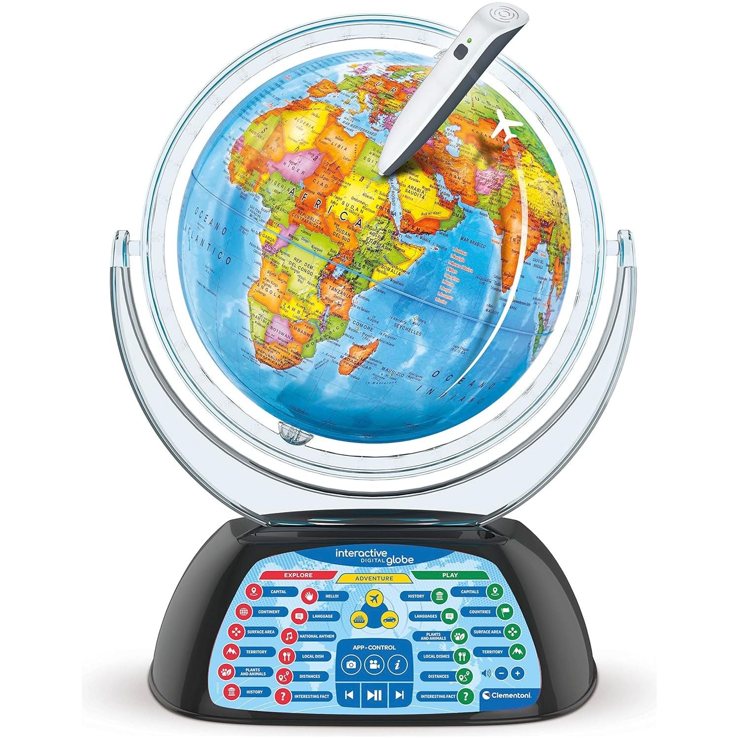 Clementoni Digital Interactive Globe Light-Up World Globe with Talking Pen & App (Ages 7+) - 4