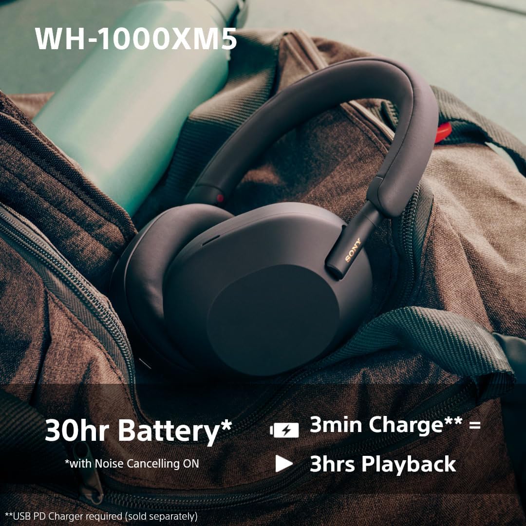 Sony WH-1000XM5 Over-Ear True Wireless Headphones - Black - 10