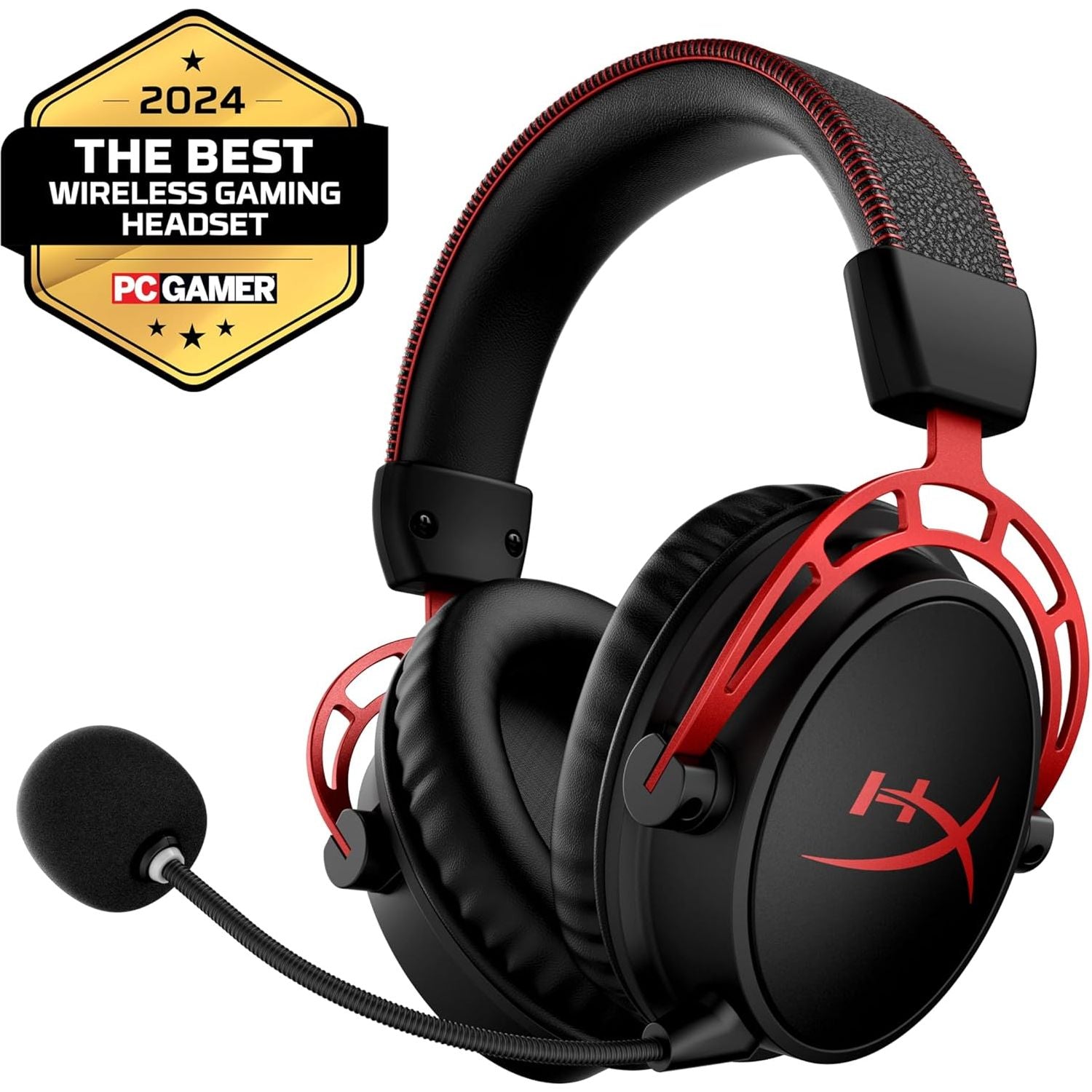 HyperX Cloud Alpha Wireless - Gaming Headset for PC, 300-hour battery life, DTS Headphone:X Spatial Audio, Memory foam, Dual Chamber Drivers, Noise-cancelling mic, Durable aluminium frame - 4