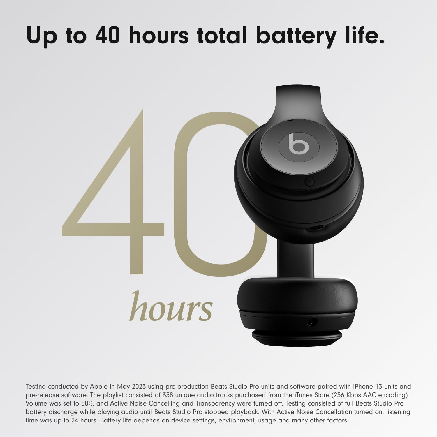 Beats Studio Pro – Wireless Bluetooth Noise Cancelling Headphones – Personalised Spatial Audio, USB-C Lossless Audio, Apple & Android Compatibility, Up to 40 Hours Battery Life – Black - 2