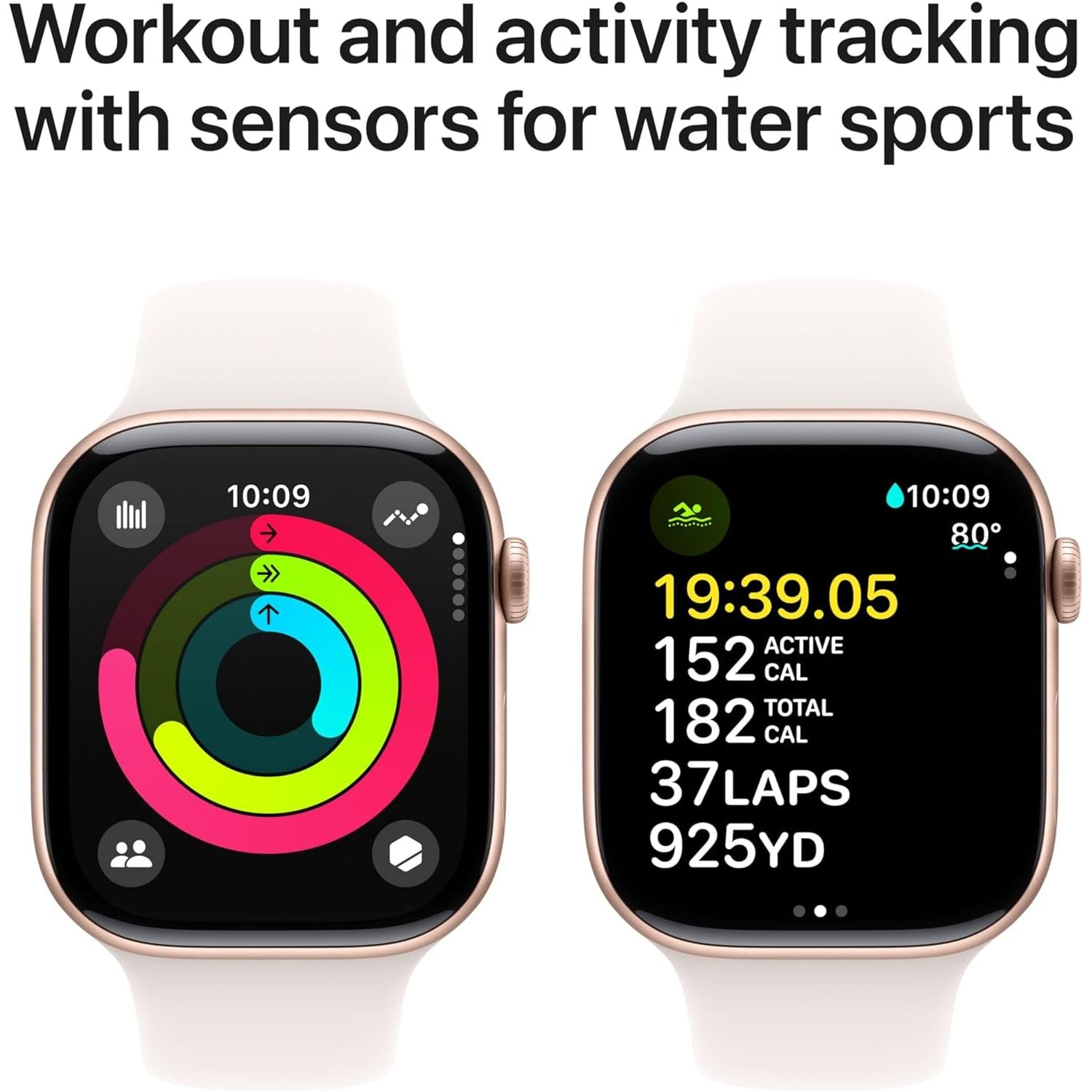 Apple Watch Series 10 GPS 42mm Smartwatch with Rose Gold Aluminium Case with Light Blush Sport Band - S/M. Fitness Tracker, ECG App, Always-On Retina Display, Water Resistant - 4