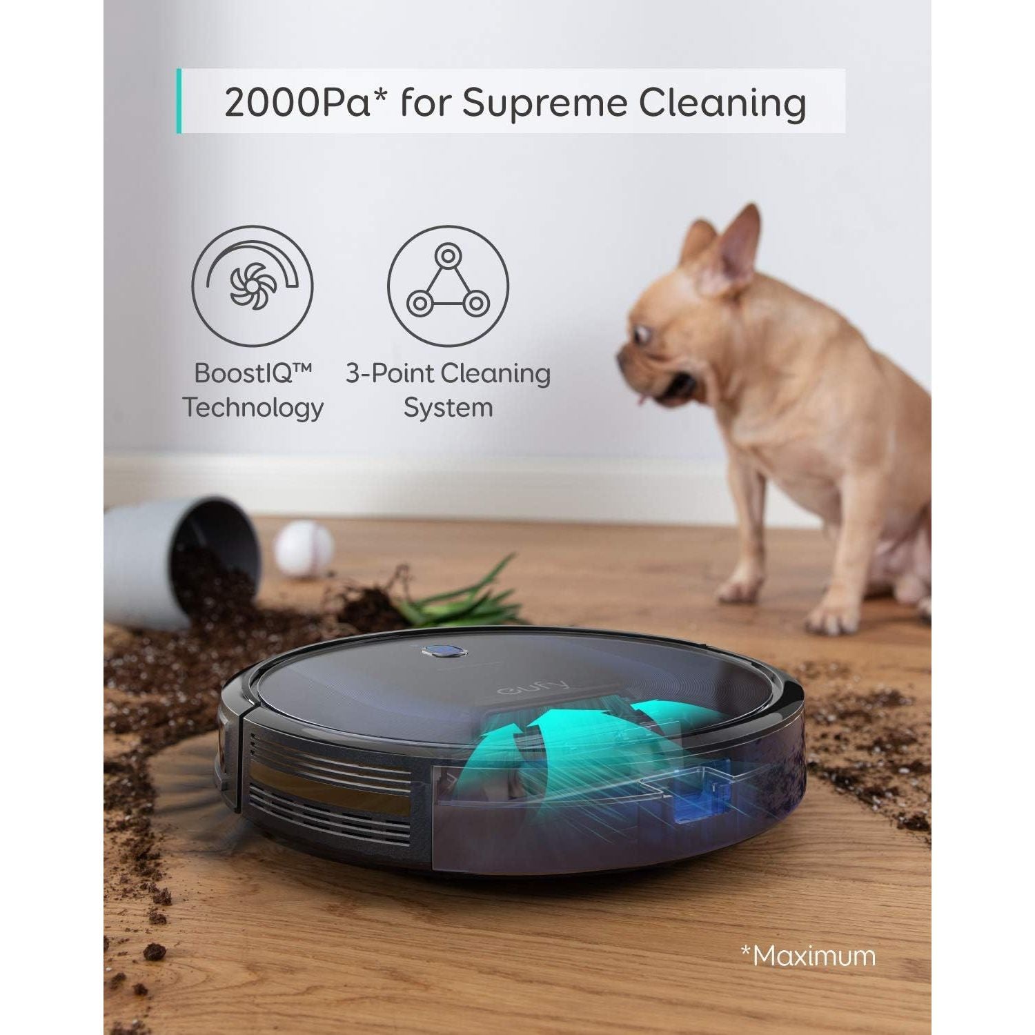 Eufy BoostIQ RoboVac 15C MAX Robot Vacuum Cleaner Wi-Fi Connected, Super Thin, Quiet, and Powerful - 3