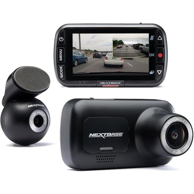 Nextbase 222XR Dash Cam Front and Rear Bundle - Full 1080p/30fps HD Recording, 140° 6 Lane View - Intelligent Parking Mode, Polarising Filter Compatible, G-Sensor Motion Detection - Car Accessories - 1
