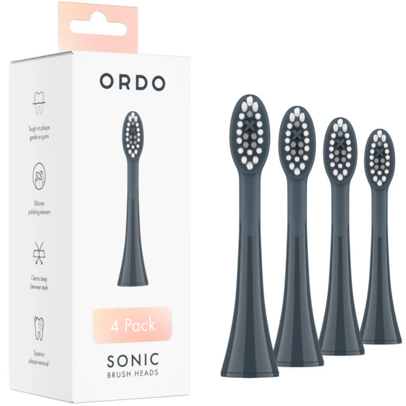 Ordo Sonic Charcoal Grey Electric Brush Heads - 4 Pack - 1