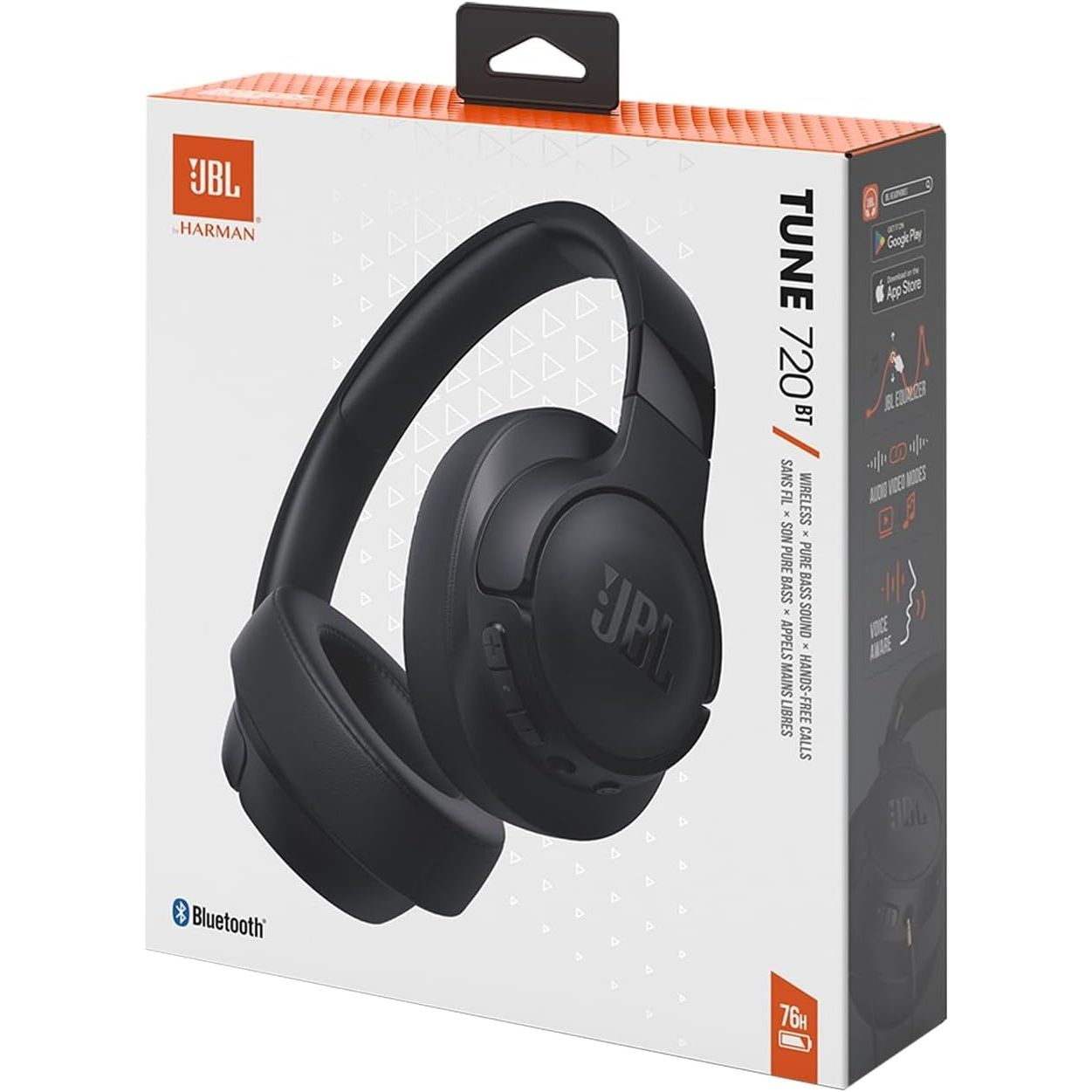JBL Tune 720BT Wireless Over-Ear Headphones - Black - 4