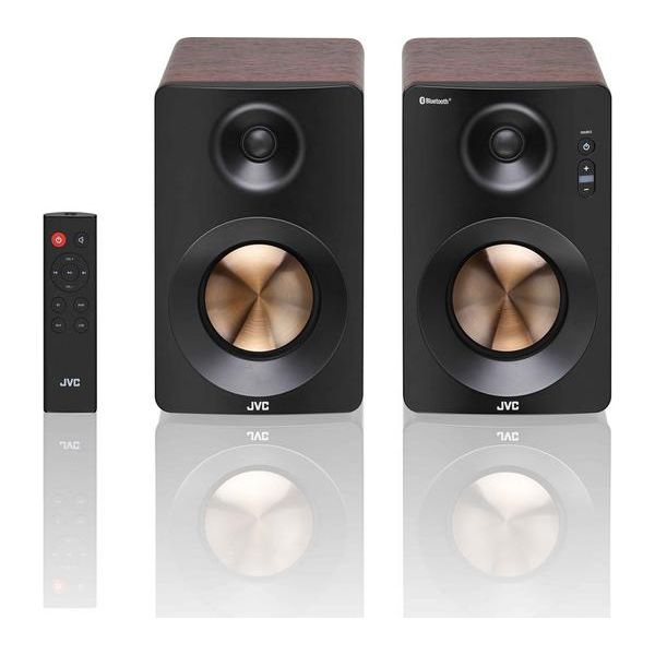 JVC XS-D629BM 2.0 Bluetooth Bookshelf Speakers - Walnut - 1