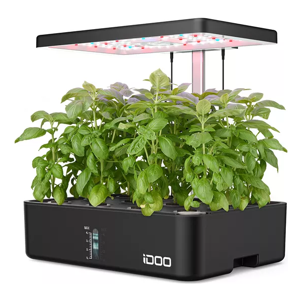 IDOO Home Hydroponics Herb Garden Growing Kit - Black - 1