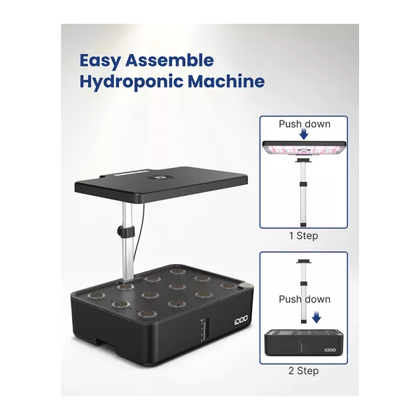 IDOO Home Hydroponics Herb Garden Growing Kit - Black - 3