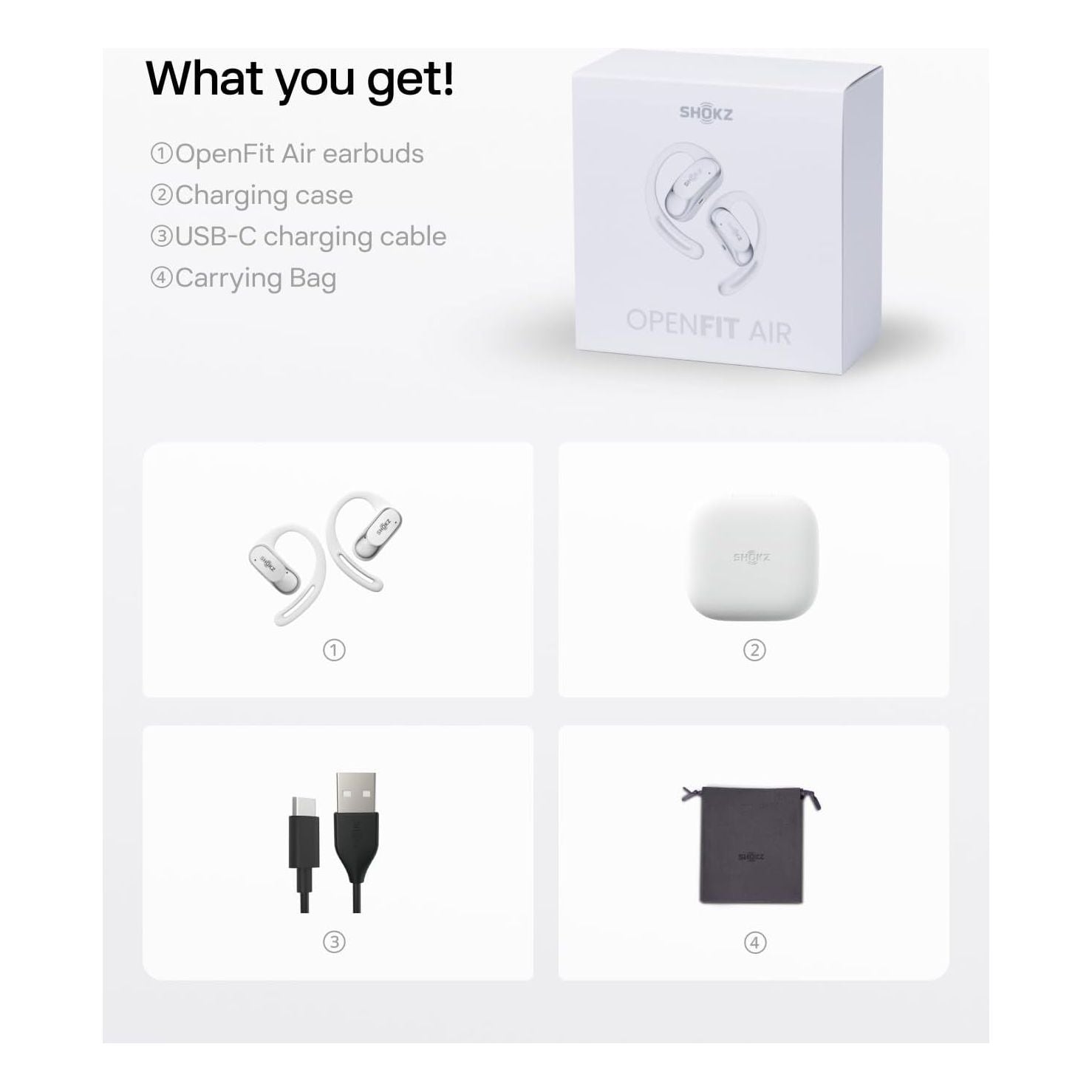 Shokz OpenFit Air Open Ear True Wireless Earbuds - White | Verizon - 3
