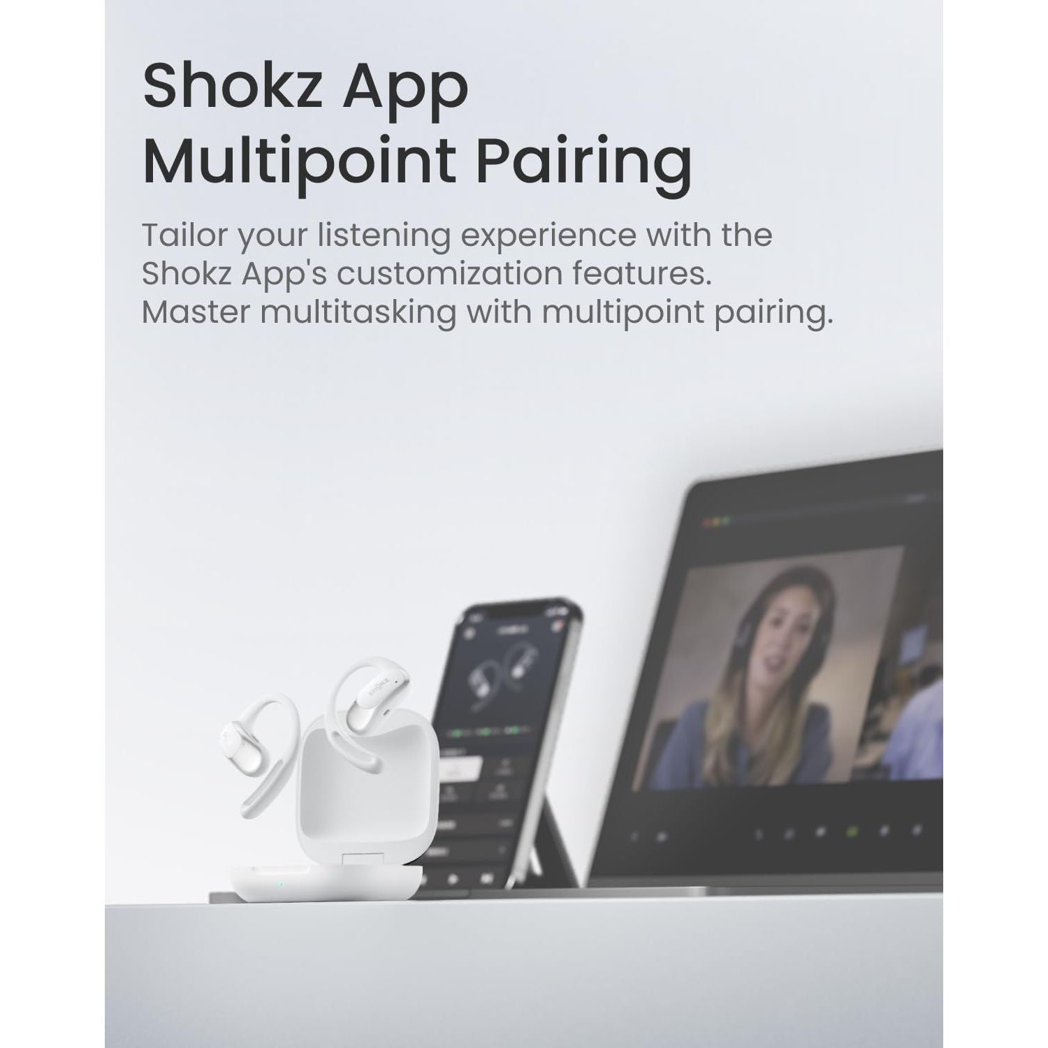 Shokz OpenFit Air Open Ear True Wireless Earbuds - White | Verizon - 5