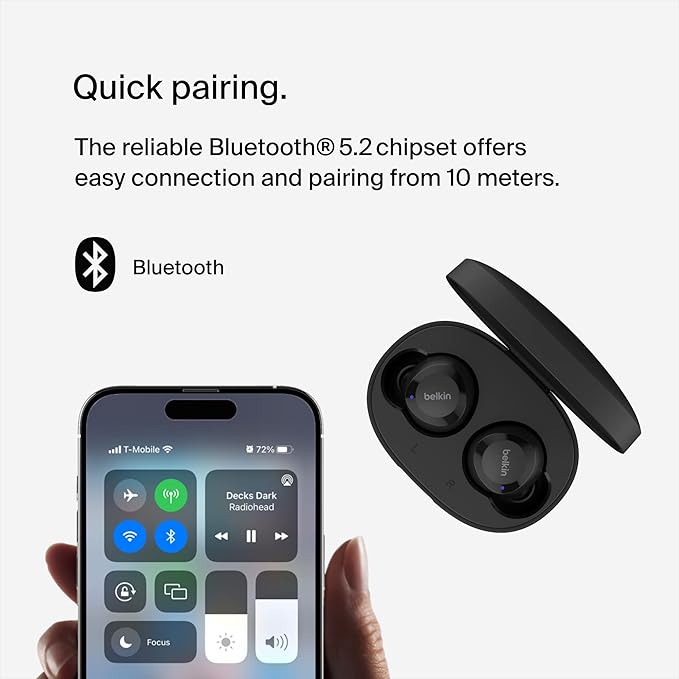 Belkin SoundForm Bolt True Wireless Earbuds – 28H Battery, IPX4, Bluetooth Mic - Black - 5