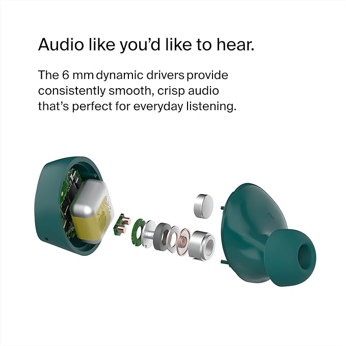 Belkin SoundForm Bolt Wireless Earbuds – 28H Battery, IPX4 Water Resistance, Bluetooth Mic - Teal - 4
